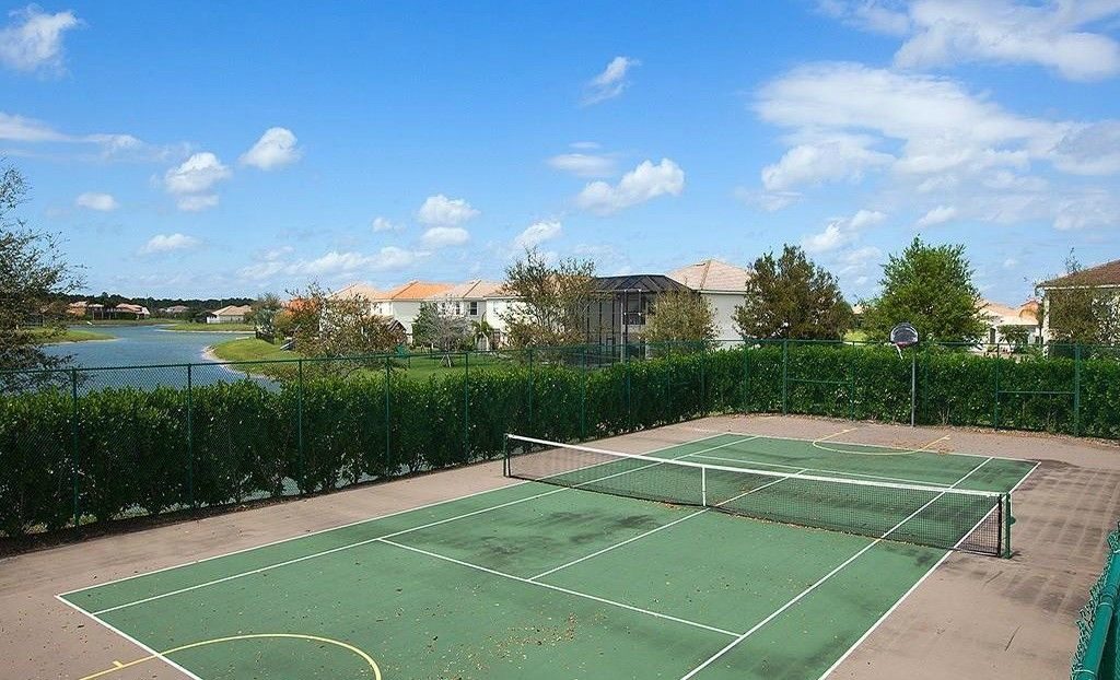 Lakeside tennis court